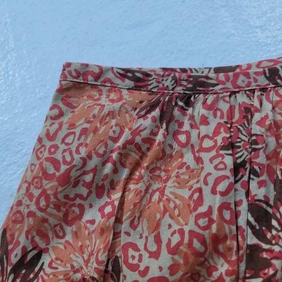 Bob Timberlake Boho Orange Pink Floral Mini Cape Skirt Pockets A-Line Women's 12 - Picture 2 of 10